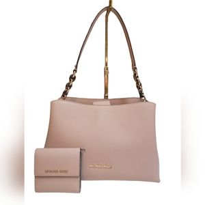 Michael Kors Sofia Large Saffiano Leather Satchel and Wallet Bundle EUC